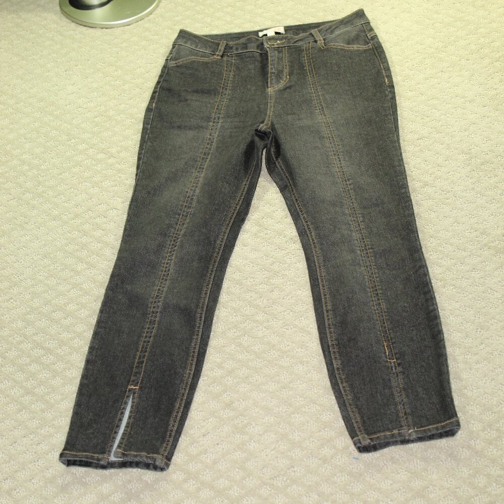 Gianni Bini Size 9 Black Denim Front Split Hem Jeans